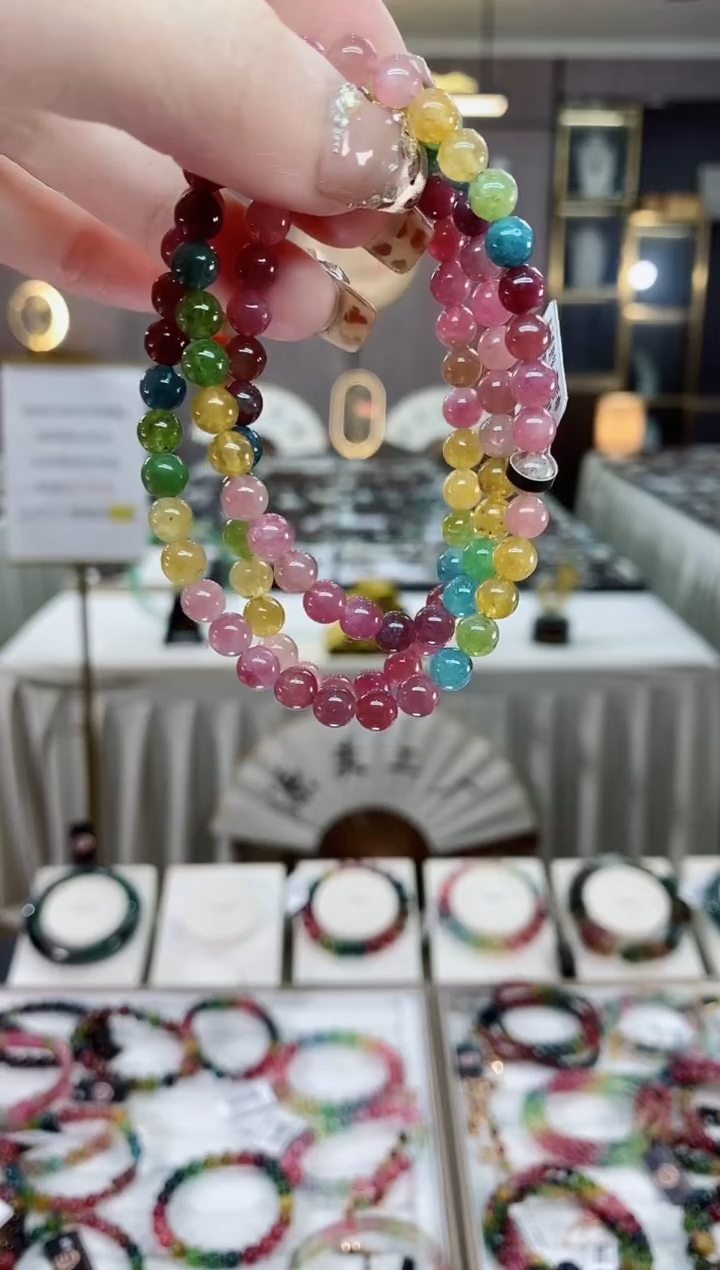 【闪购商品】碧玺三圈手串5mm+未镶嵌一物一证dan多样性发货一条