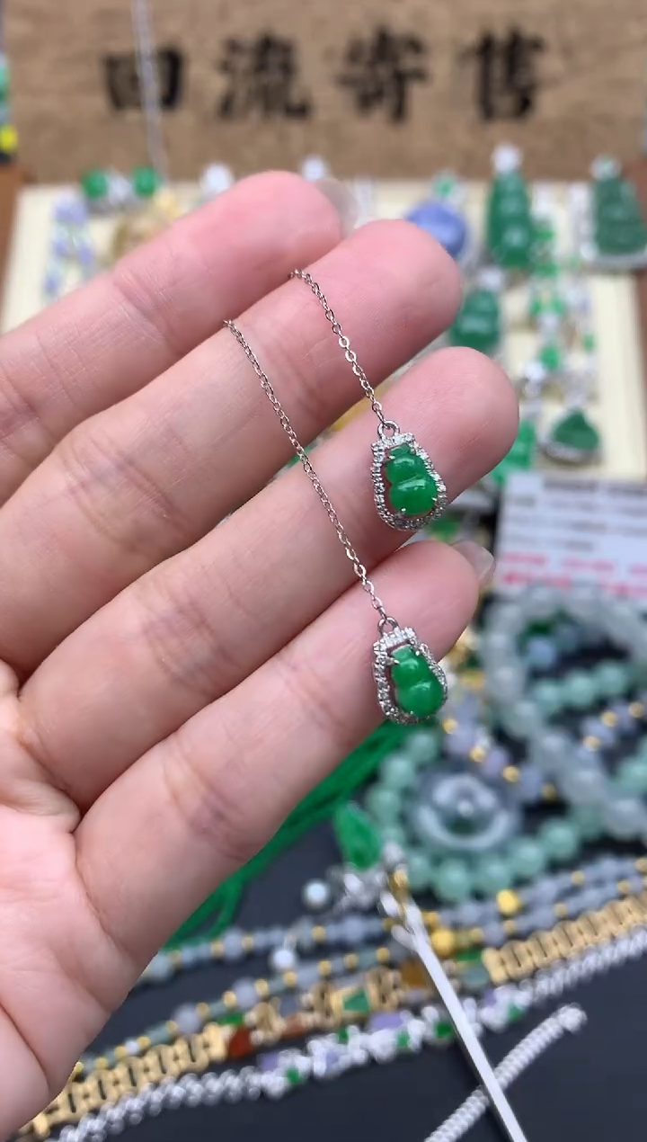 【闪购商品】翡翠耳饰18K金镶嵌495-中国好珍宝