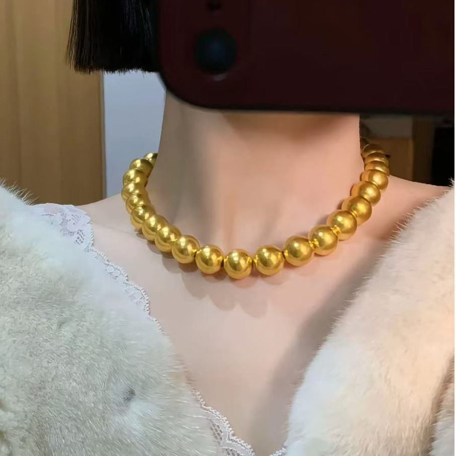 足金999光珠项链 黄金套链 司凤同款 淑女百搭