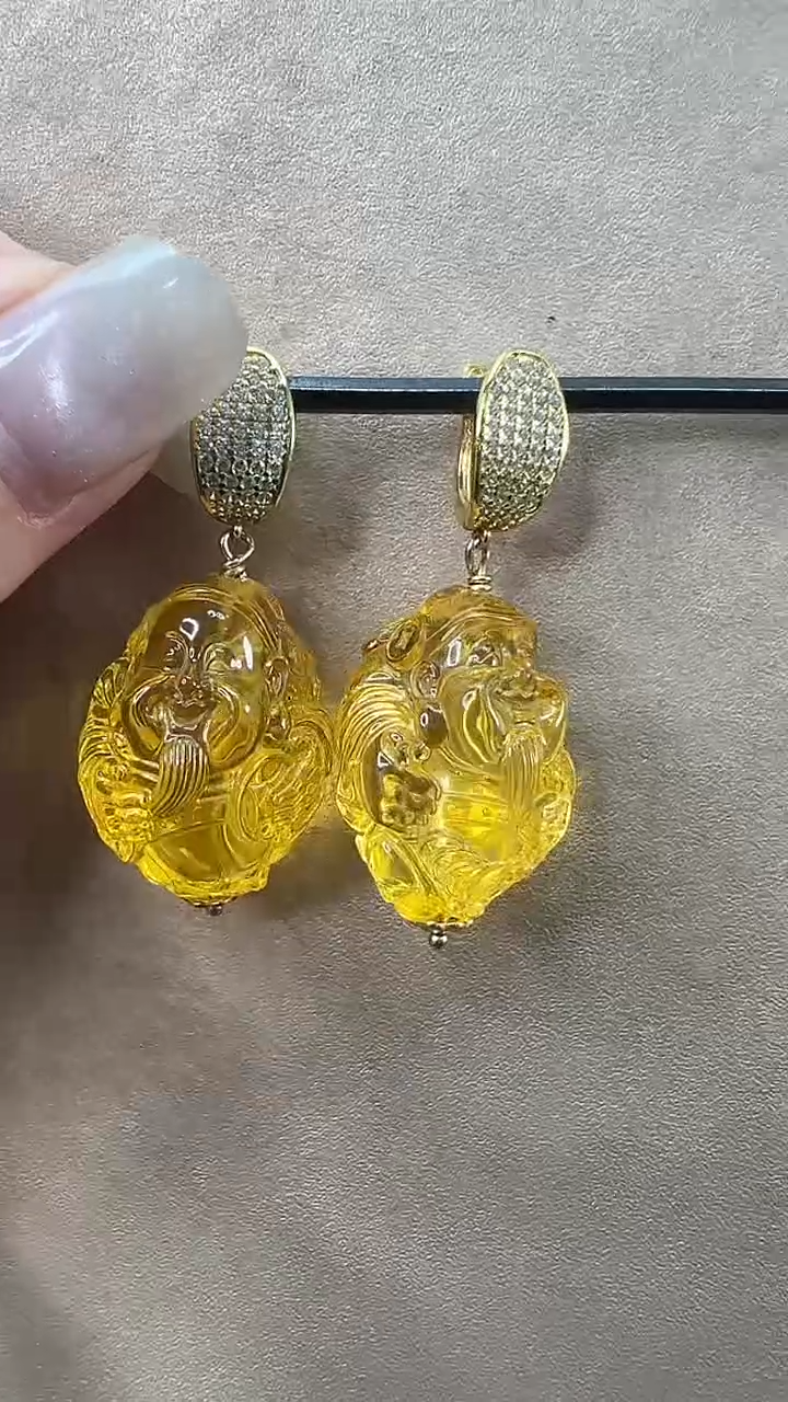 琥珀颈饰未镶嵌耳环