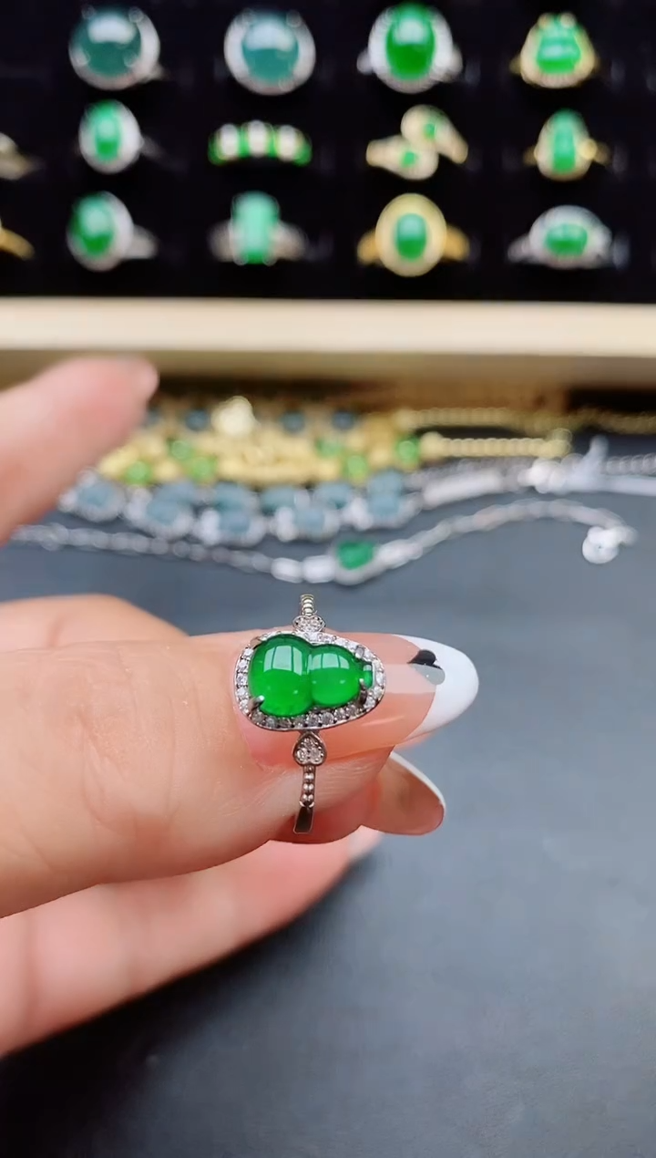 【闪购商品】翡翠银S925镶嵌戒指321321