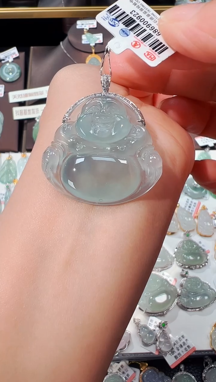 【闪购商品】翡翠吊坠(不含链)18K金镶嵌佛公吊坠923