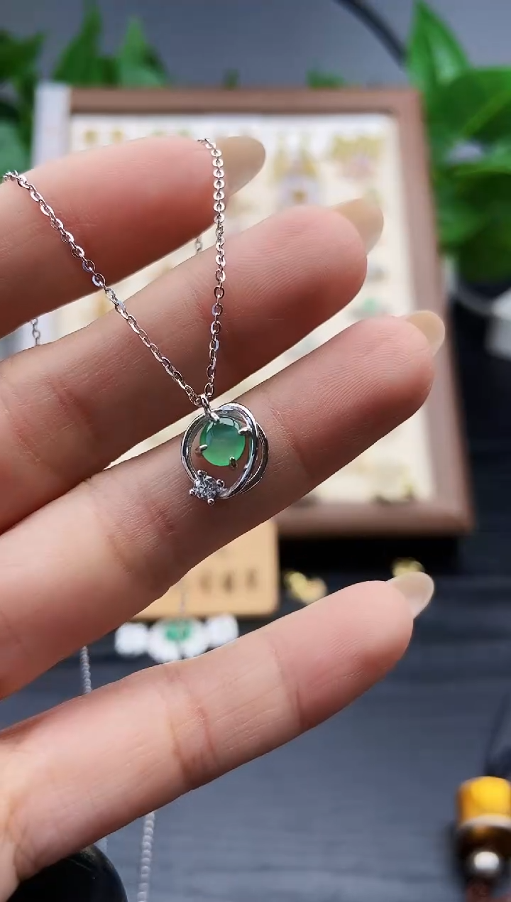 颈饰银S925镶嵌翡翠12