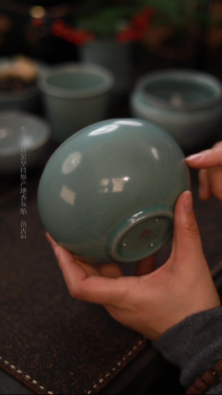 【闪购商品】杯0171微瑕青绿仿古鸡心罐