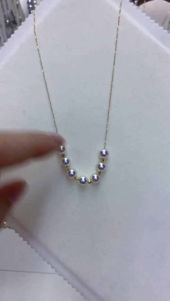 【闪购商品】海水珍珠饰品18K金镶嵌6-7微笑满天星项链