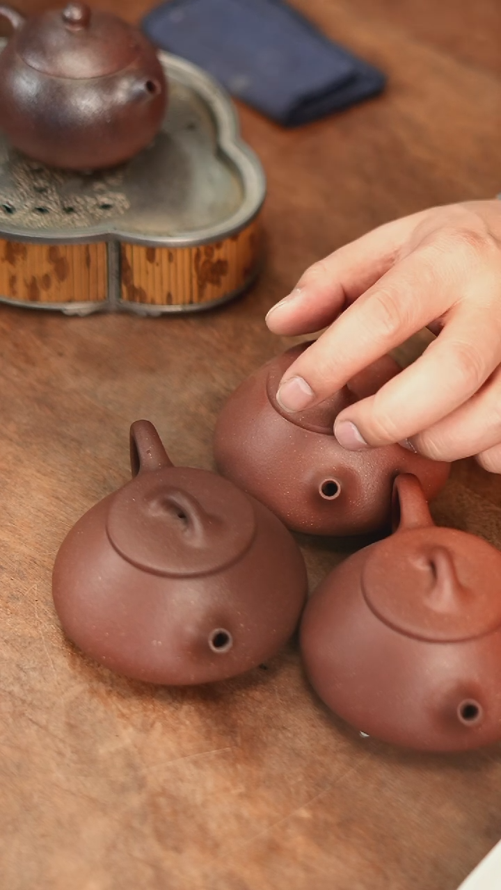 【闪购商品】紫砂茶壶石瓢紫砂壶一把 半手 原矿生砂  