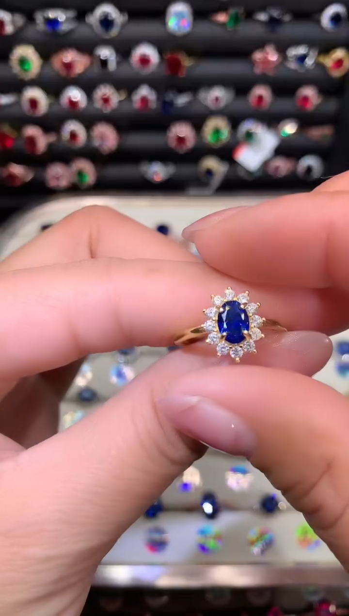 【闪购商品】蓝宝石戒指银S925镶嵌57金