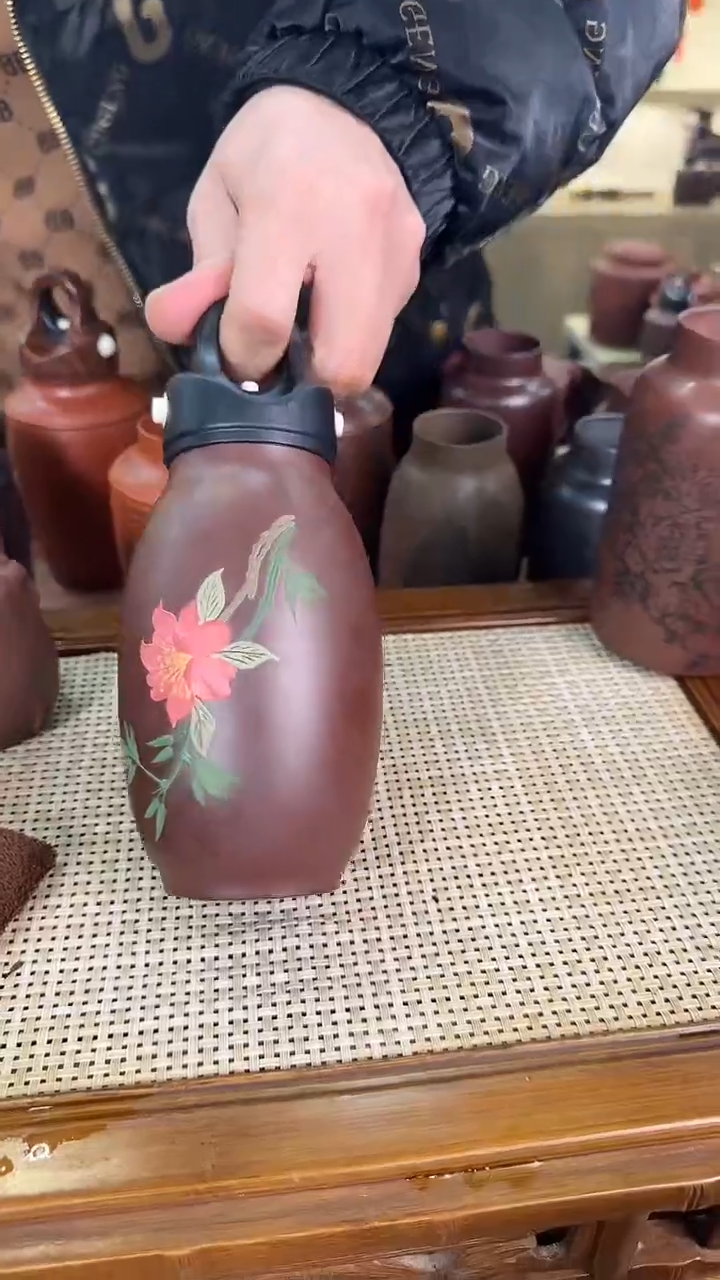 【闪购商品】紫砂茶壶女士杯单层 泥绘龙蛋