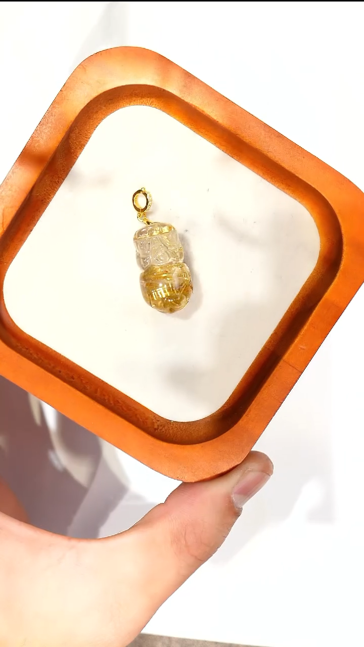 吊坠(赠链)银S925镶嵌水晶发晶貔貅吊坠