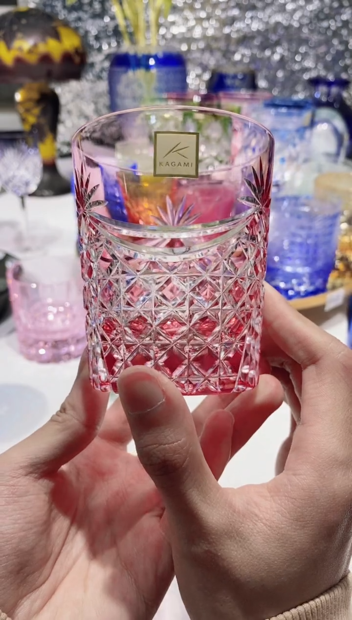 【闪购商品】水晶玻璃无手柄款金红kagami视角顶花