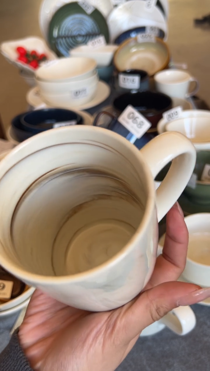 新骨瓷099瑕疵云纹石是瘦款马克杯 