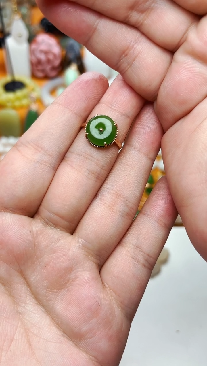 【闪购商品】和田玉戒指18K金镶嵌戒指01