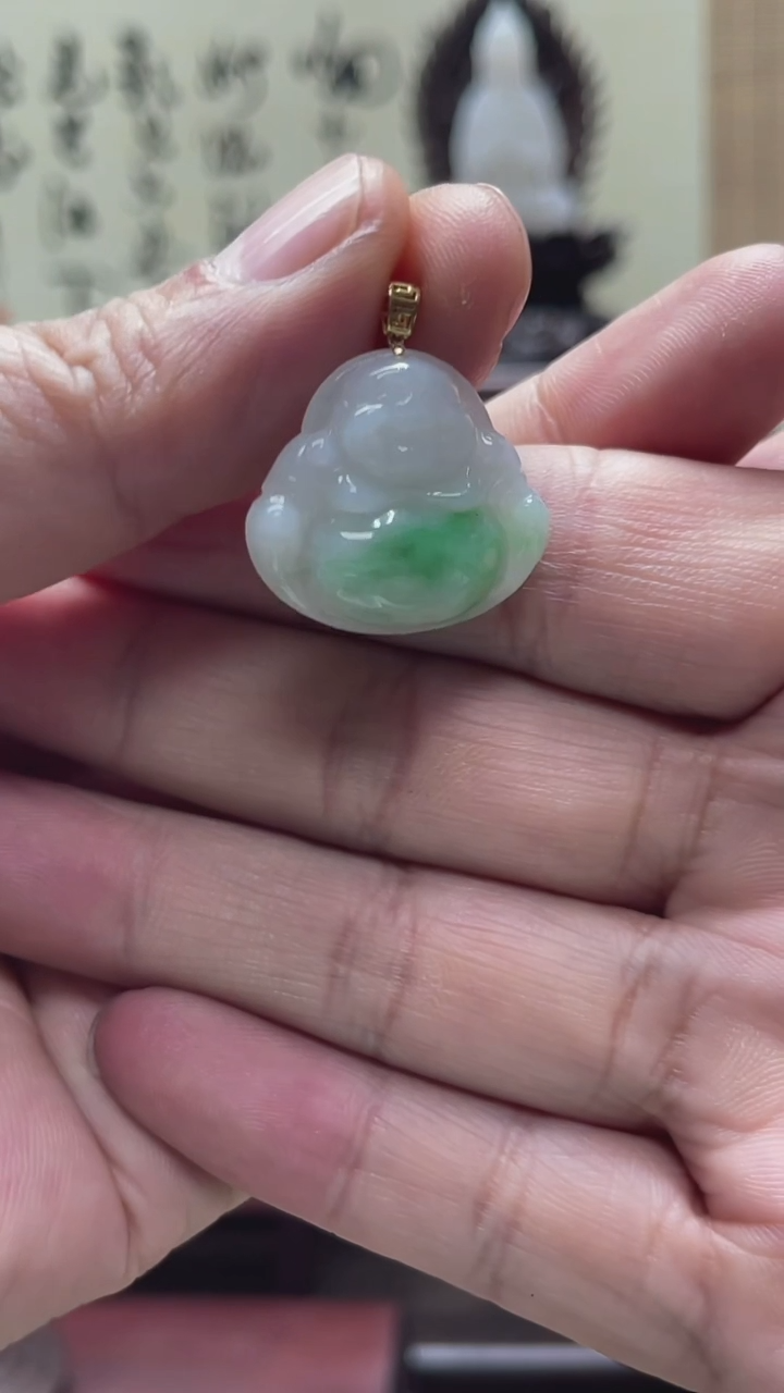 【闪购商品】翡翠颈饰18K金镶嵌佛公吊坠