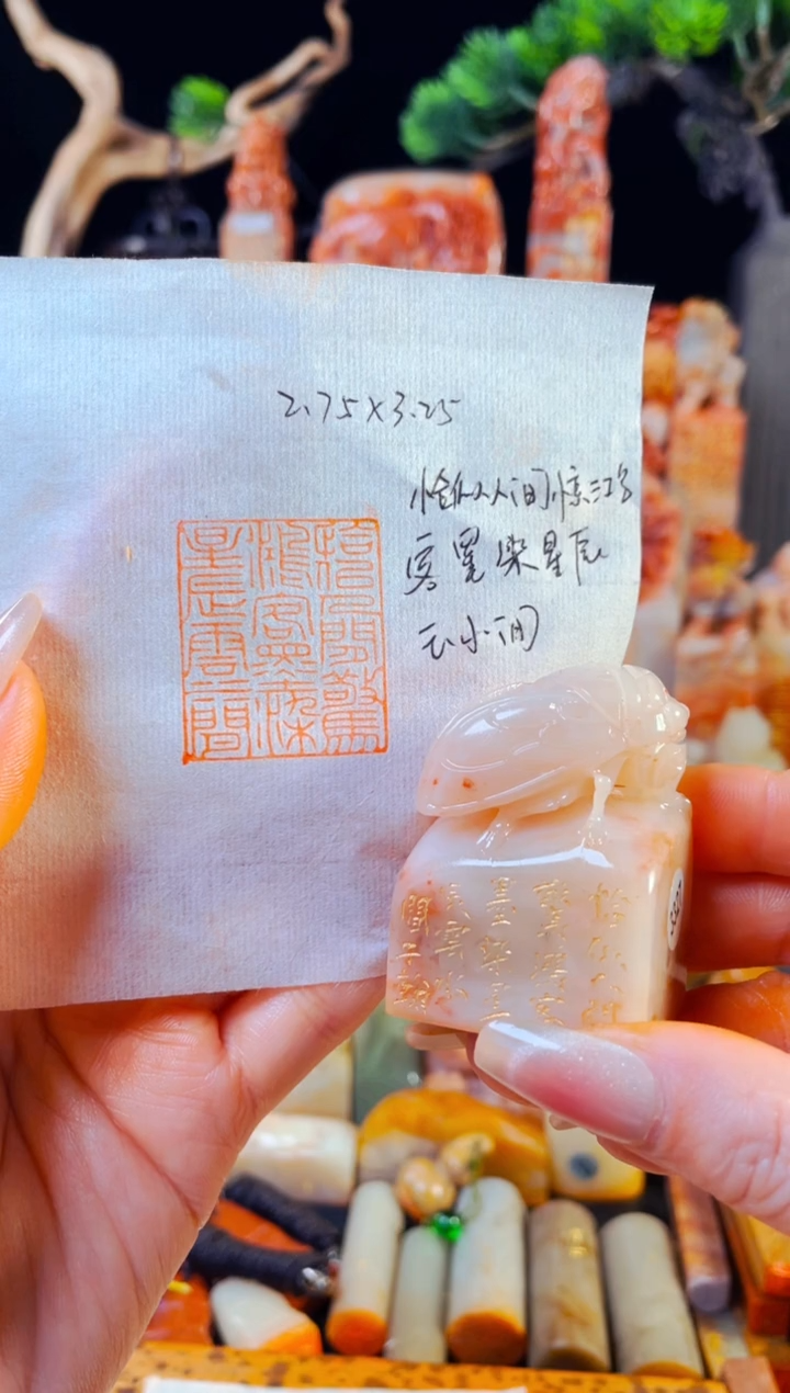 【闪购商品】老挝石印石手工篆刻《恰似人间惊鸿客墨染星辰云水间》