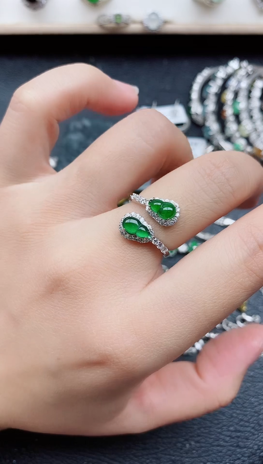 【闪购商品】翡翠戒指银S925镶嵌111111