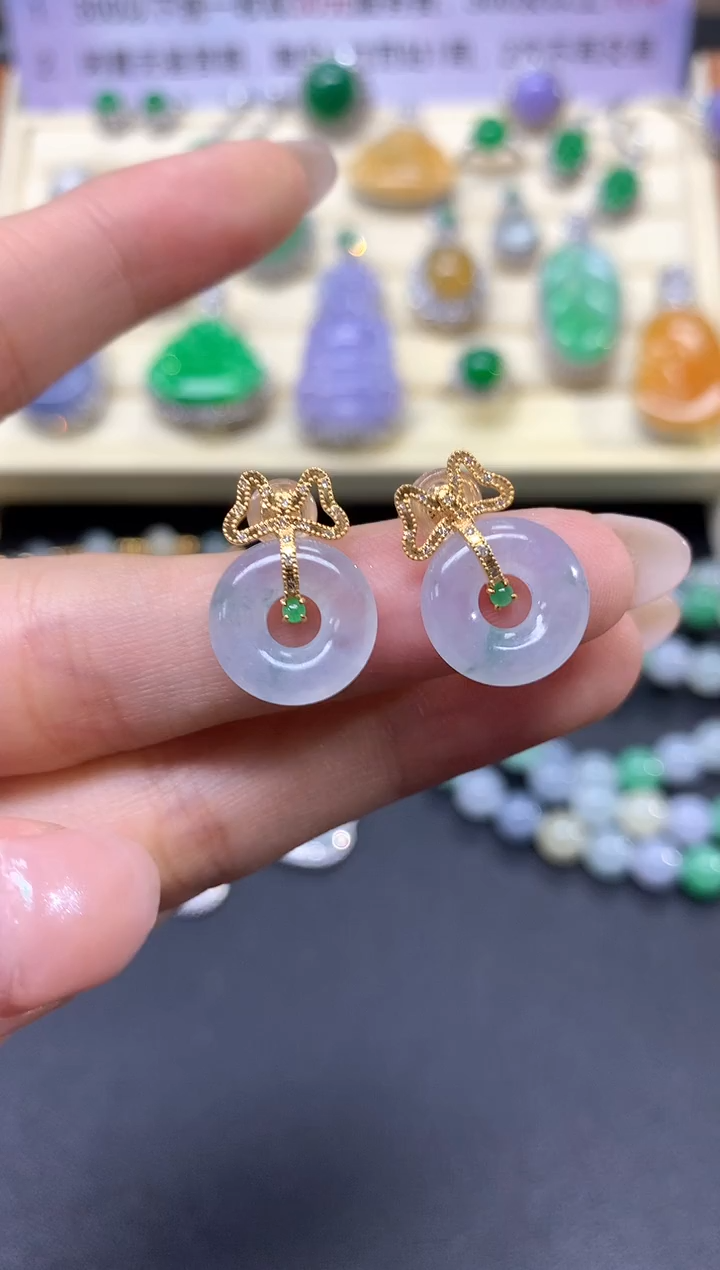 【闪购商品】翡翠耳饰18K金镶嵌耳饰|1800+180