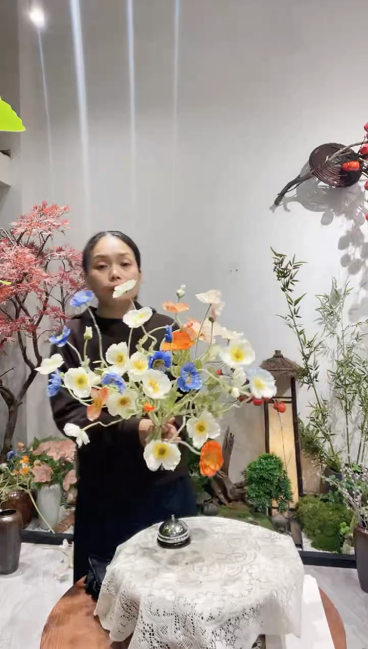 爆品仿真虞美人混搭色 10支 不含花瓶