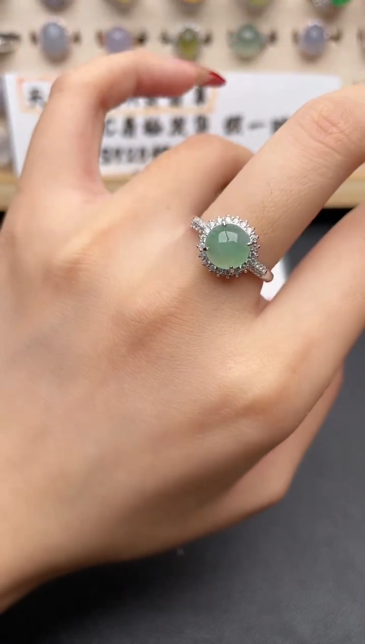 【闪购商品】翡翠戒指银S925镶嵌一物一证一礼盒