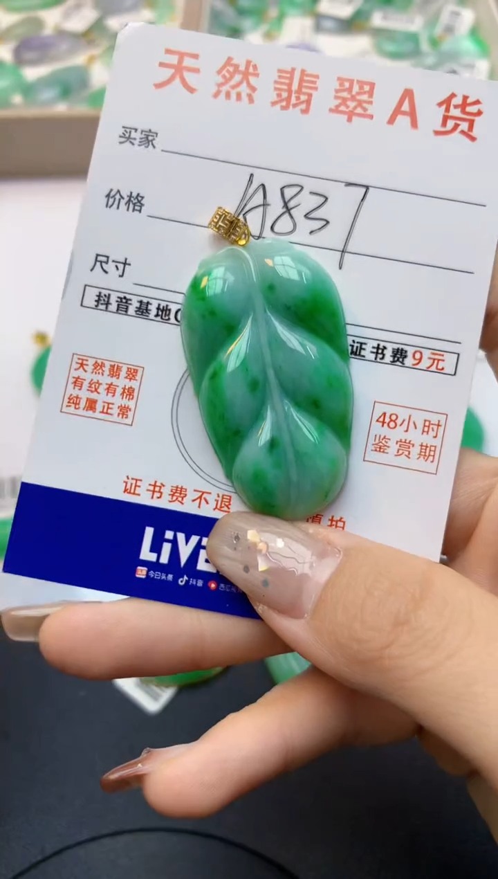颈饰18K金镶嵌翡翠天然A货翡翠百元以上9元证书费自理