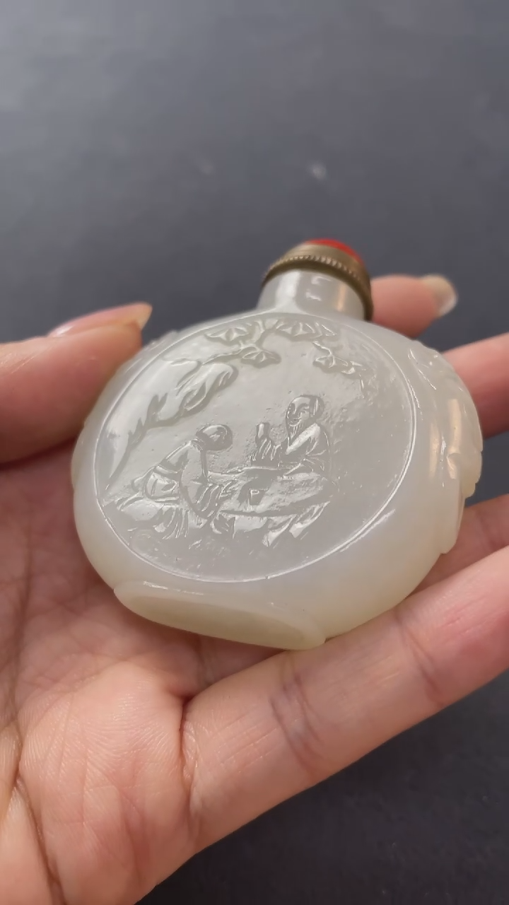 【闪购商品】铜和田玉鼻烟壶摆件摆件Z 