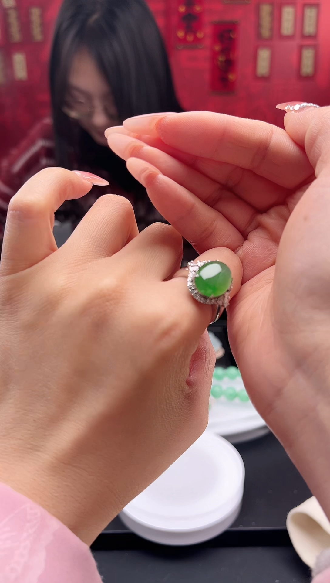 【闪购商品】翡翠戒指18K金镶嵌戒指
