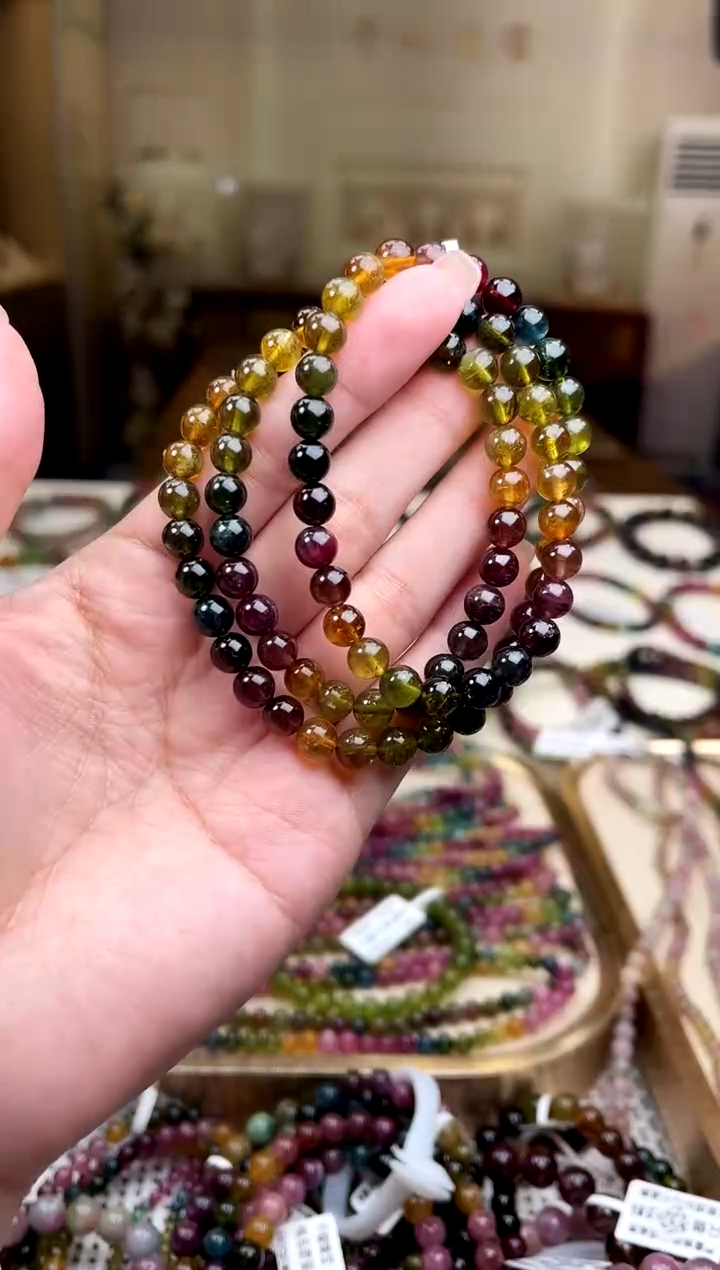 【闪购商品】/未镶嵌碧玺6mm+碧玺多圈多样性发货