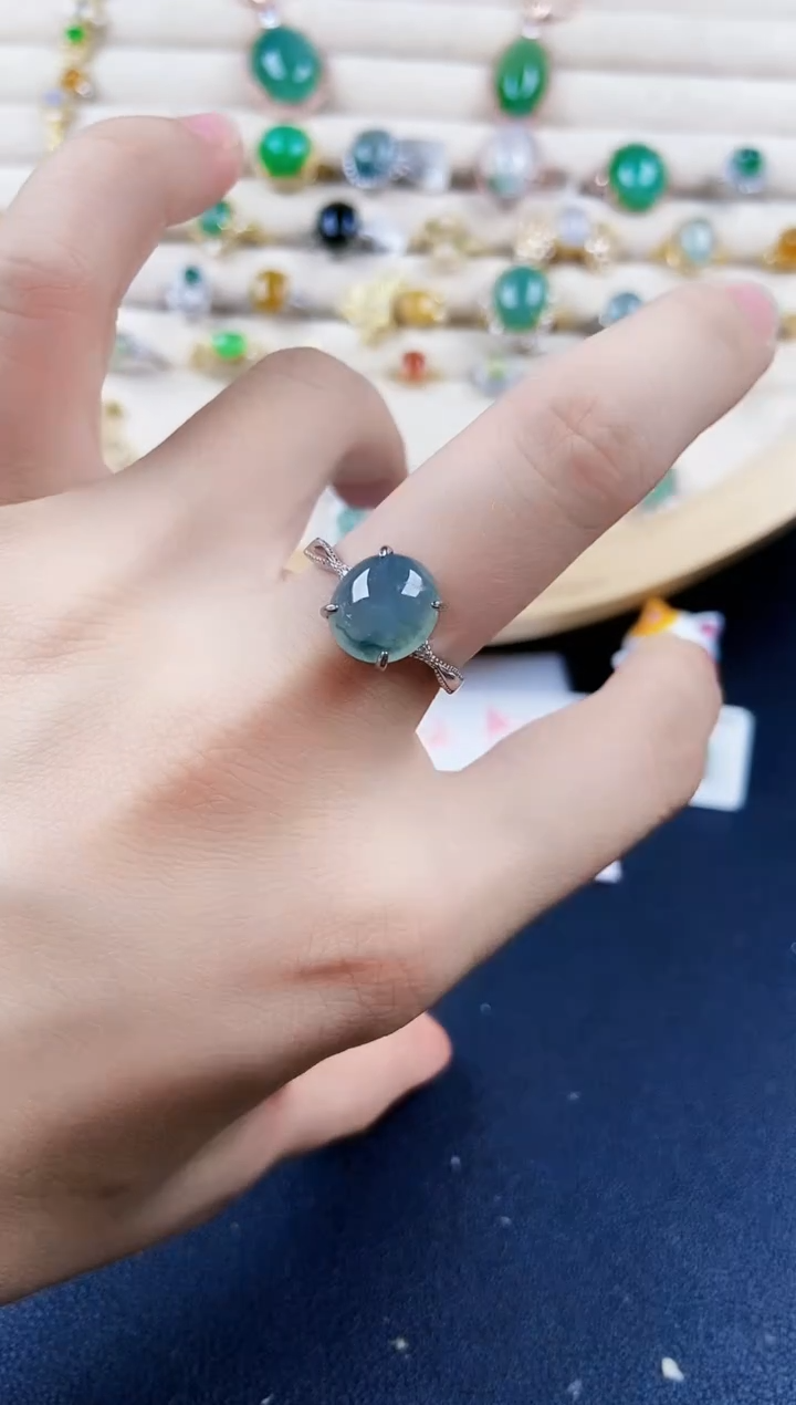 翡翠银S925镶嵌颈饰45689