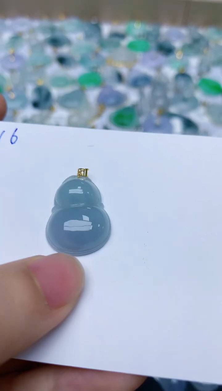 【闪购商品】翡翠颈饰18K金镶嵌天然翡翠A货    16