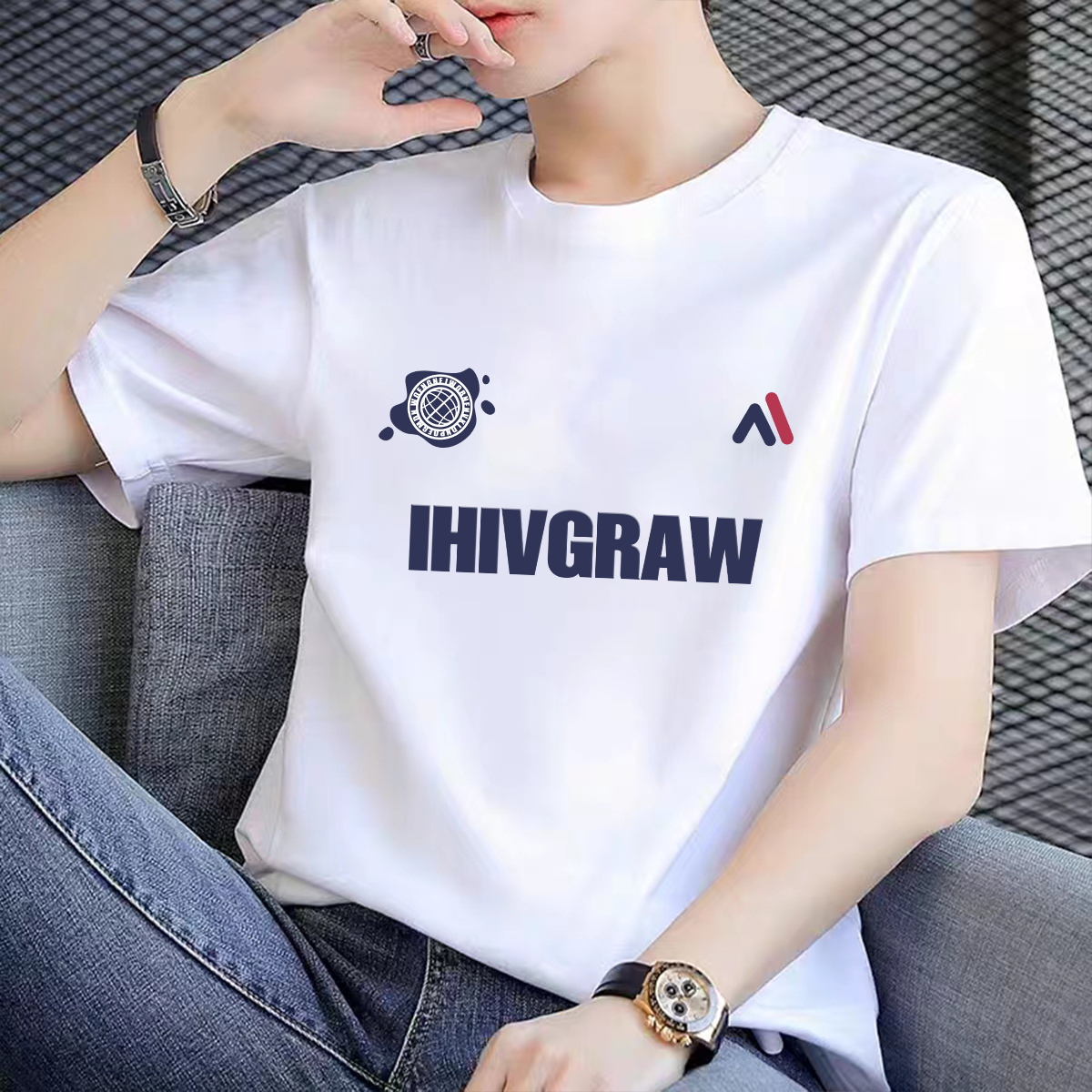 （新款上新）重磅短袖T恤打底衫百搭宽松男女同款T恤印花男士半袖