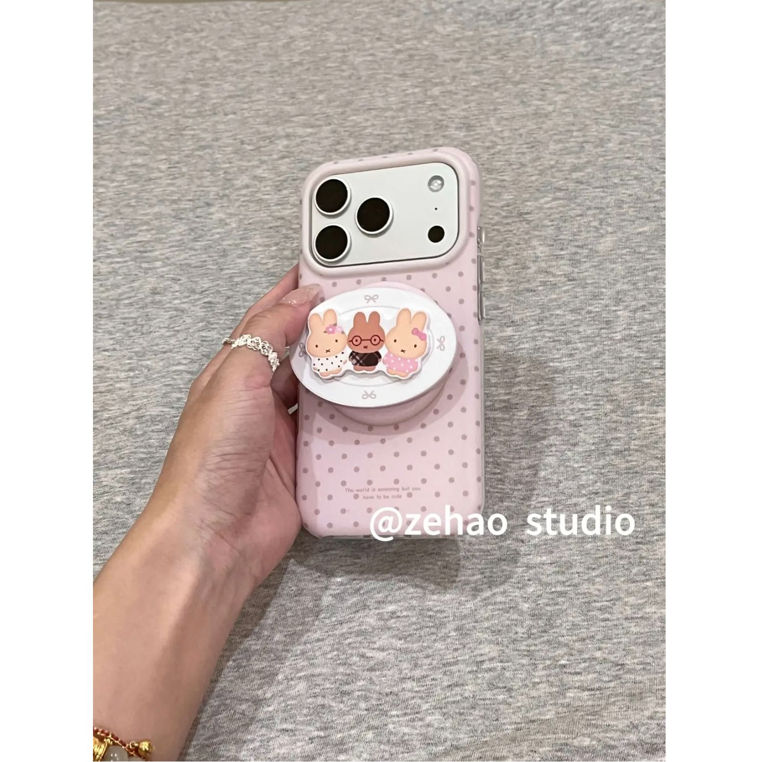 粉色磁吸波点米菲兔手机壳适用苹果iPhone17promax16包相机键网红