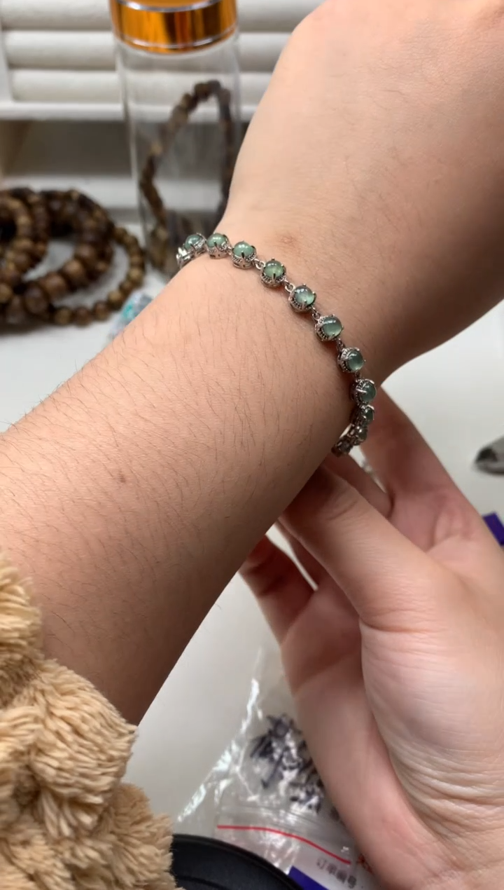 银S925镶嵌戒指翡翠手链15