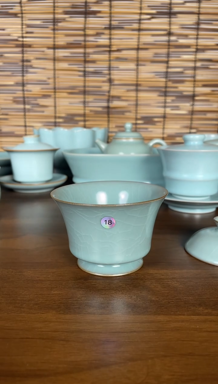 其他瓷雪**塘手工仿古釉大马蹄杯送盖子微瑕