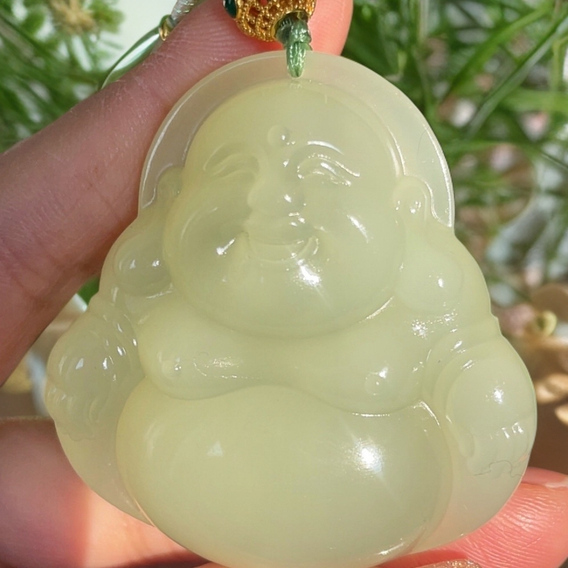 和田玉吊坠冰胶感佛公珍藏顶细