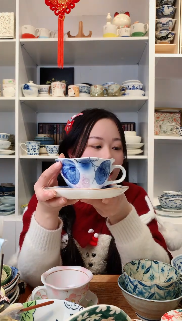 【闪购商品】不锈钢粉蓝色咖啡杯碟两套