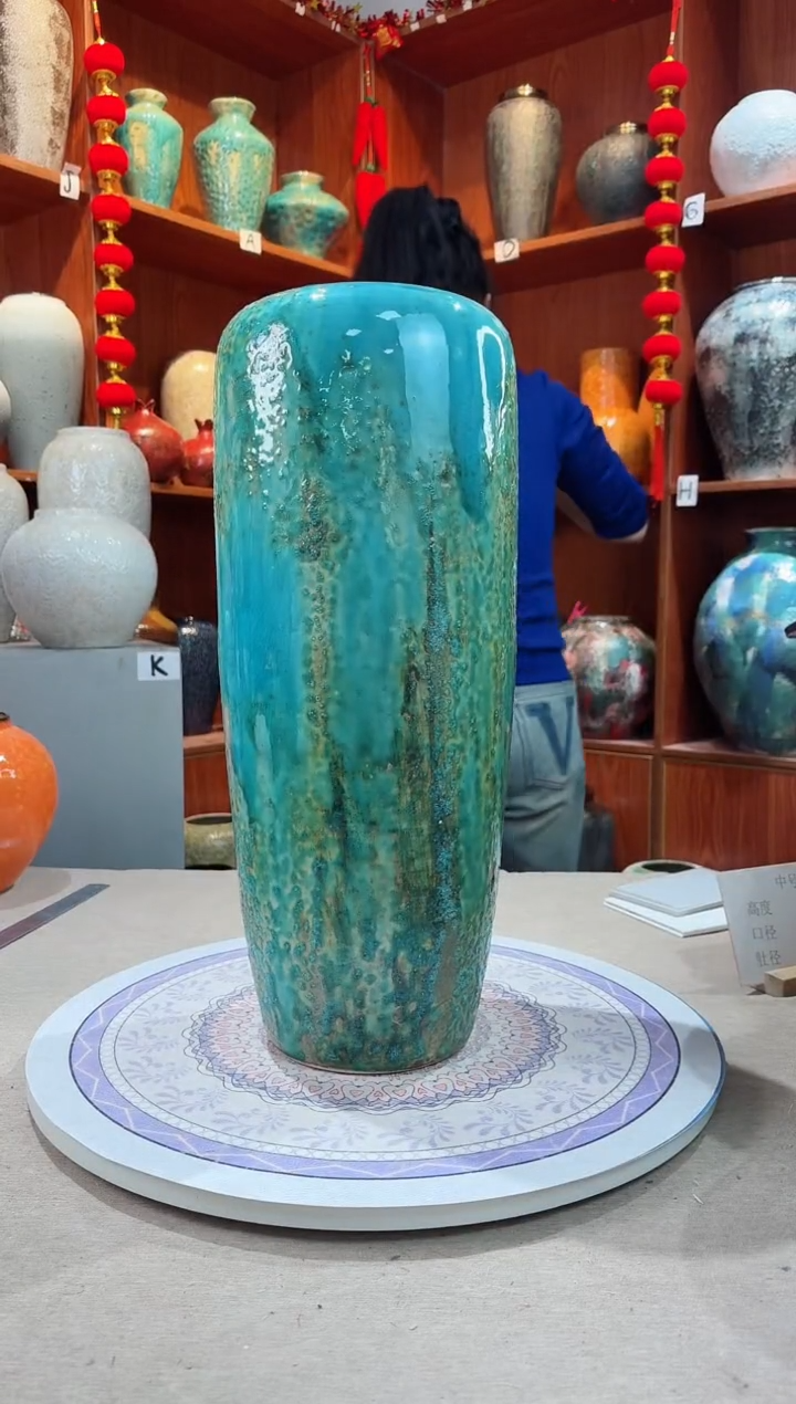 【闪购商品】瓶陶瓷花瓶 无花 草原绿落地60cm