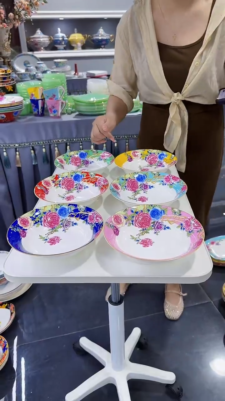 瓷片7.5英寸圆深盘10个景德镇陶瓷