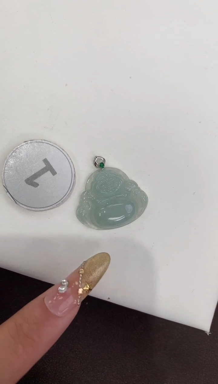 颈饰18K金镶嵌翡翠天然缅甸a货翡翠