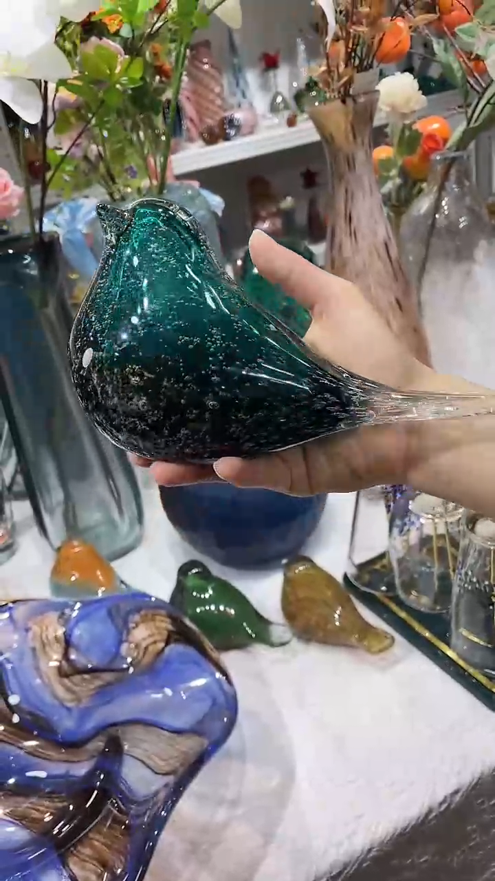 【闪购商品】琉璃1只深绿色鸟摆件