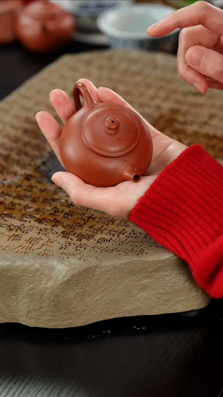 【闪购商品】紫砂茶壶lx朱泥柿圆120cc