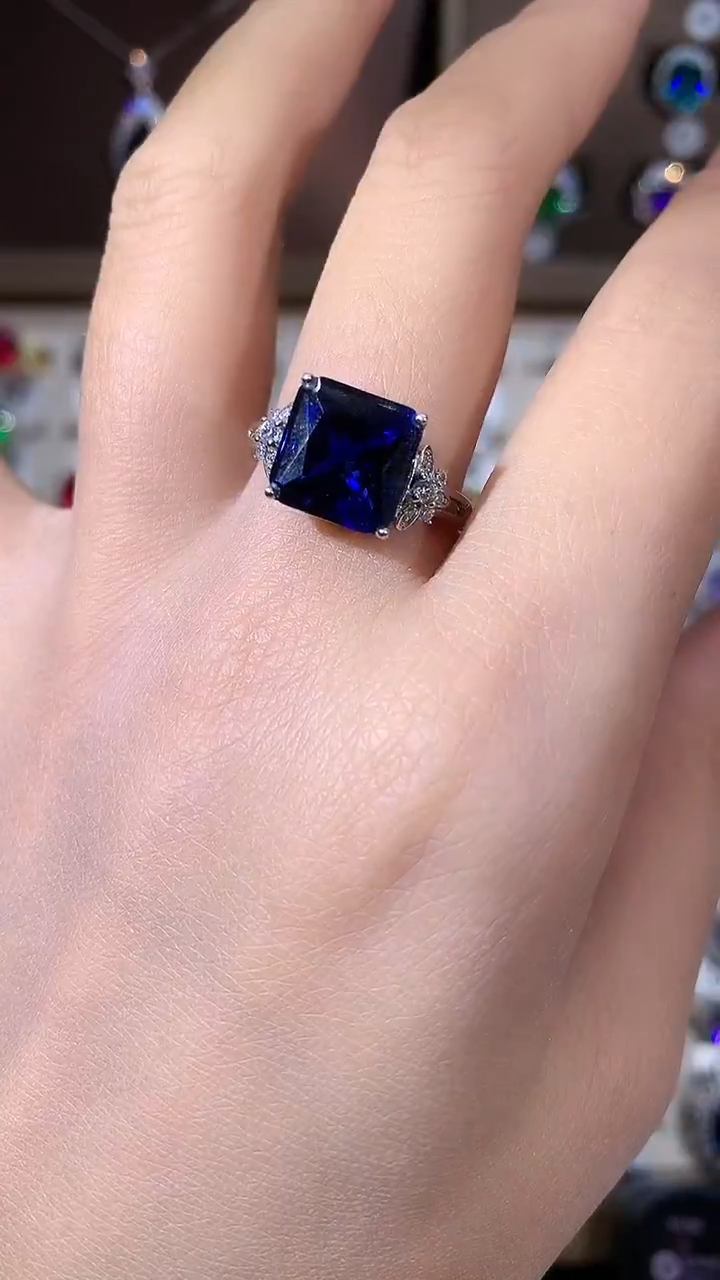 无925银皇家蓝色戒指