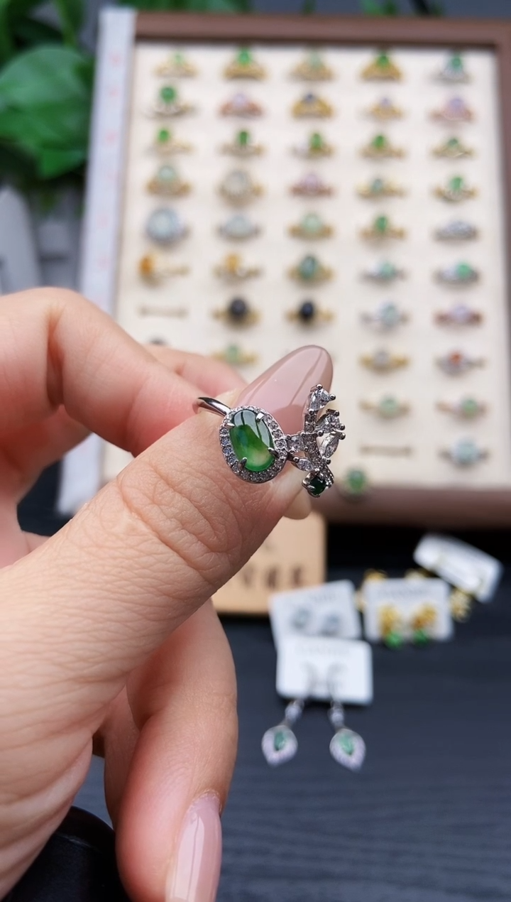 银S925镶嵌戒指翡翠12