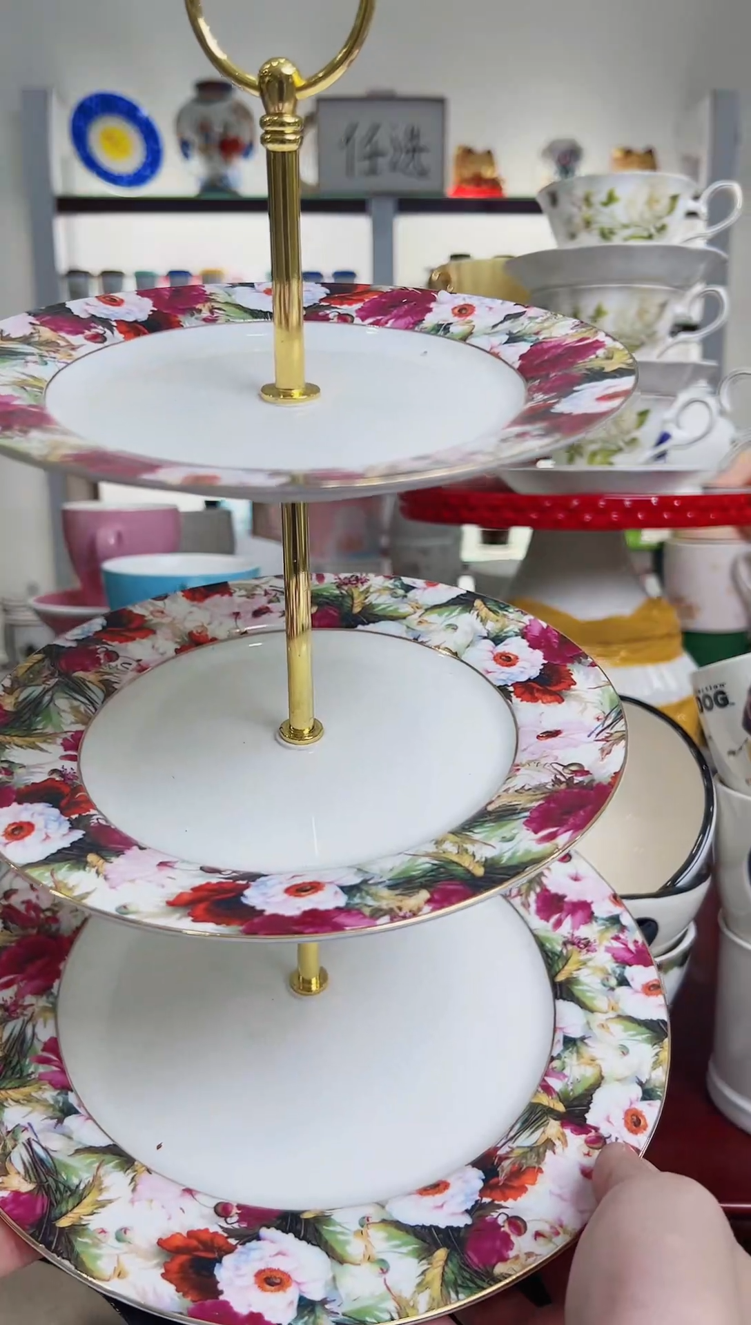 陶瓷手柄款3层果盘