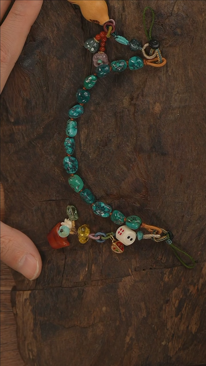 【闪购商品】绿松石手机链银S925镶嵌S2707-定制