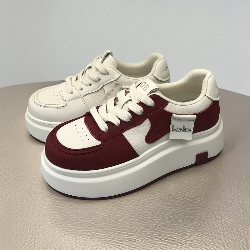 拼色系带时尚休闲鞋厚底熊猫鞋女鞋春季休闲鞋厚底系带女鞋