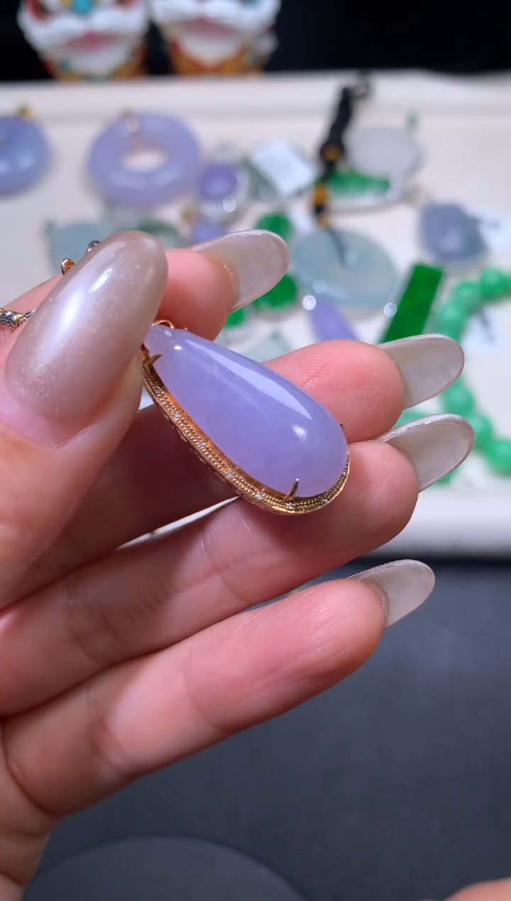 吊坠(不含链)18K金镶嵌翡翠翡翠