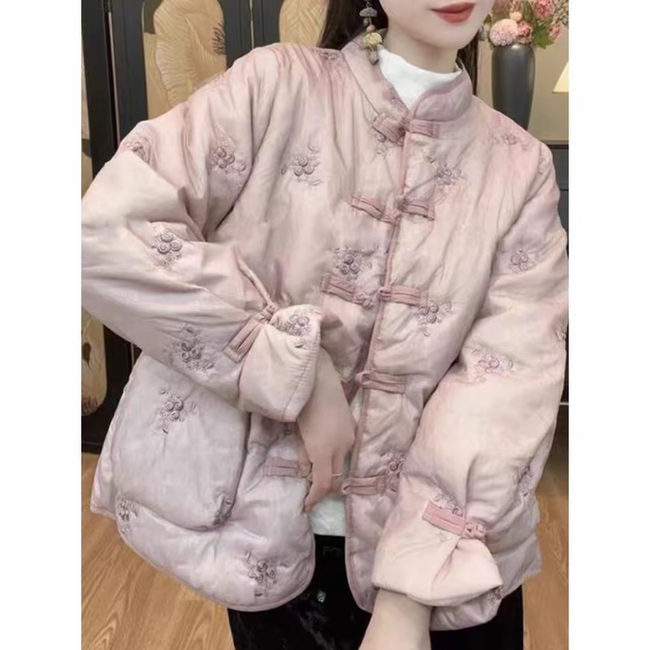 气质棉衣外套女新中式手工盘扣高级秋冬季加棉保暖