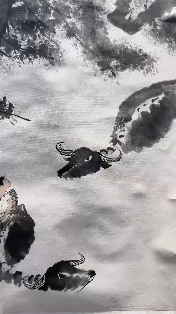 国画饮**河1-2-20李老师国画作品轴