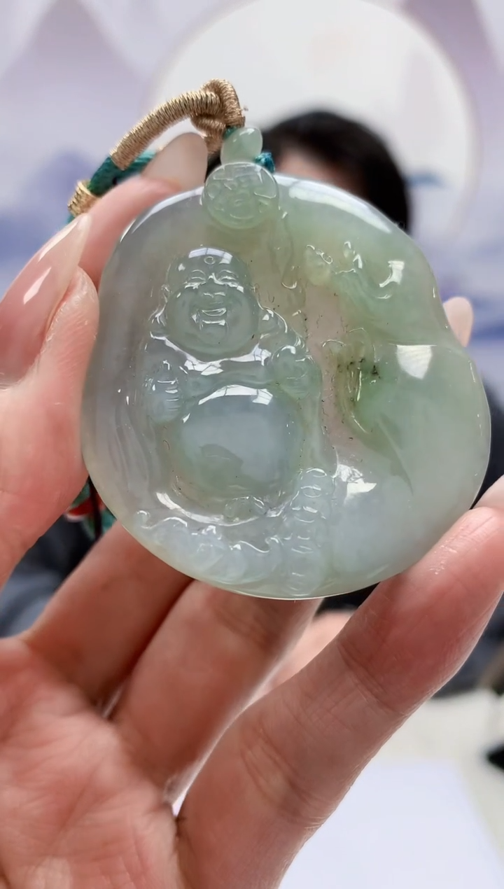 【闪购商品】定制翡翠未镶嵌5060MM-毛货挂件81
