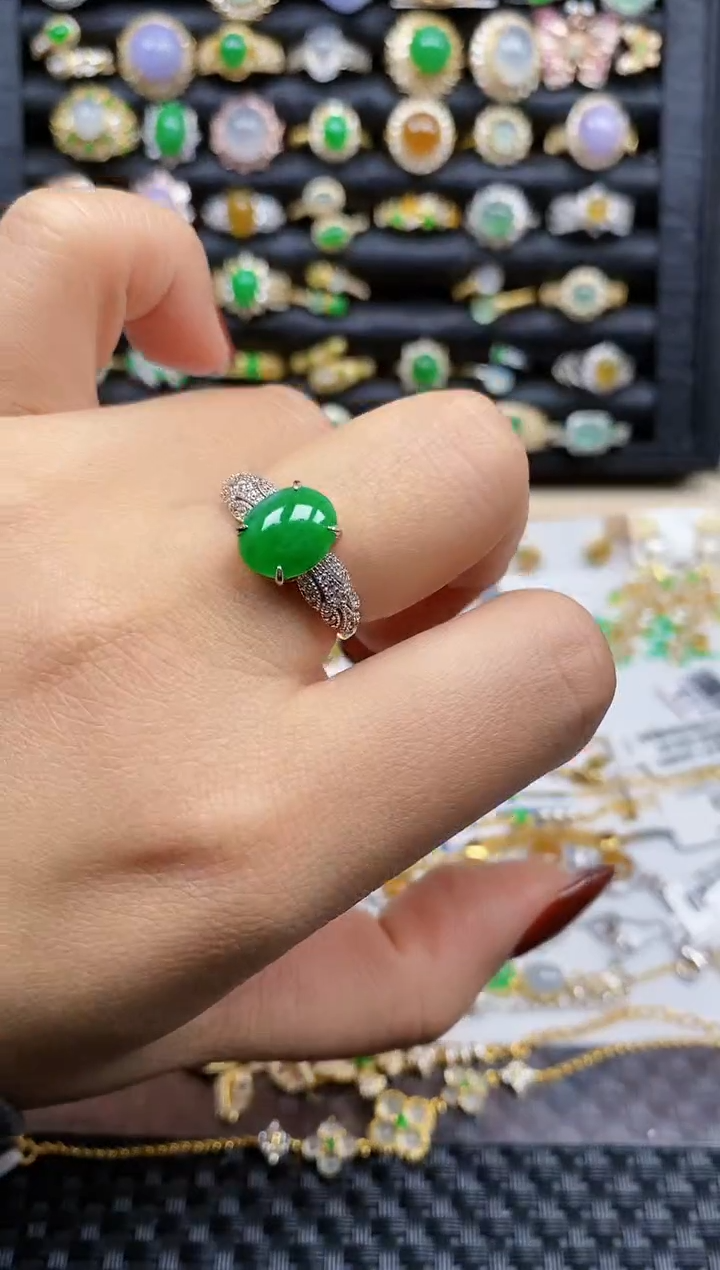 银S925镶嵌戒指翡翠169