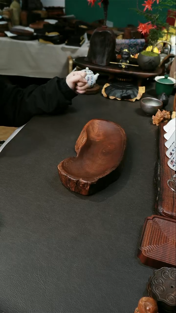 缅甸花梨木随形果盘 34-13-5cm